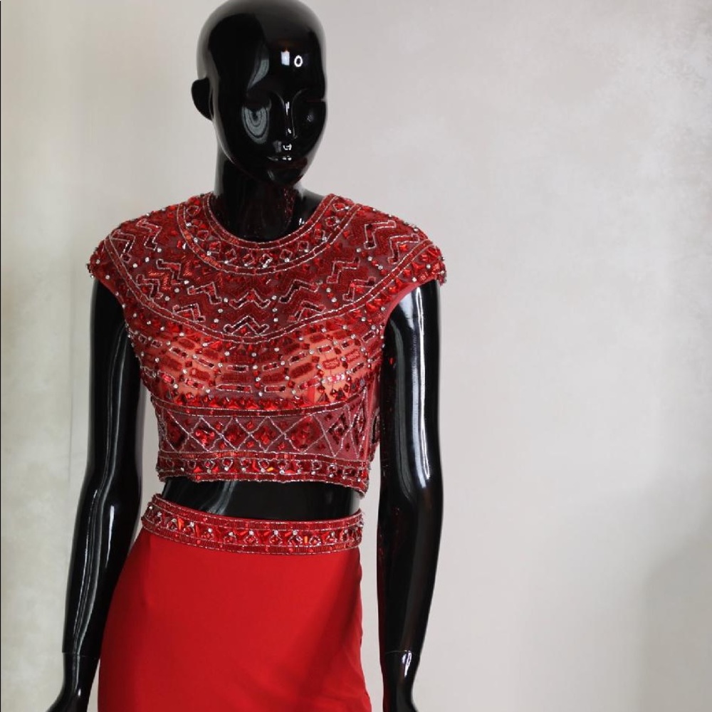 Red 2 piece formal dress